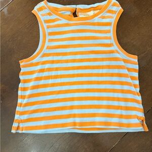 Anthropologie Maeve Orange and Light Blue Striped Tank